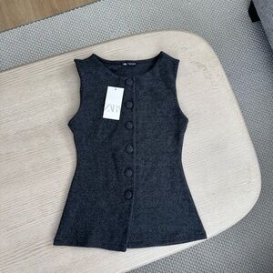Zara Button Up Vest Top Size Medium 5039/394 NWT